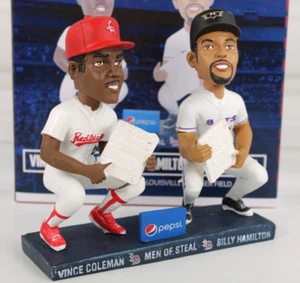 VINCE COLEMAN REDBIRDS & BILLY HAMILTON BATS DUAL BOBBLEHEAD MEN OF STEAL 2016 - Picture 1 of 12