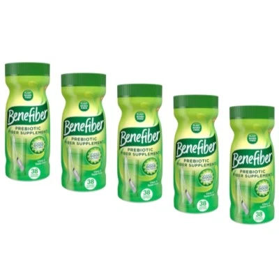 Paquete de 5 suplementos de fibra beneficiosa sin azúcar 38 porciones en polvo 5,4 OZ cada uno Foto 1 de 4