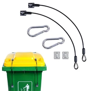 Black Garbage Trash Can Locks with Wire，2PCS Trash Can Lid Lock Outdoor for A... - Picture 1 of 9