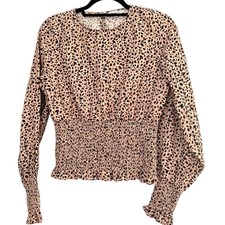 Lily & Lionel Animal Print Elsie Cotton & Linen Shirred Top UK 10 RRP £160