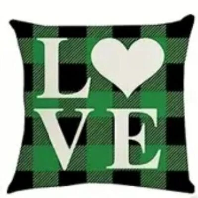 NUEVA FUNDA DE ALMOHADA CORAZÓN AMOR CUADROS BÚFALO DÍA DE SAN PATRICIO 17,7" Foto 1 de 4