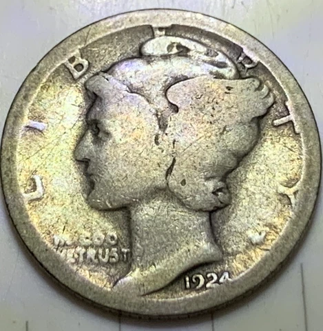 1924-S 0.9 Silver Mercury Dime Good: 7.1 Million Minte/Semi-Key Date Cover