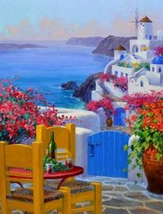 Mediterranean Accent & Decor Tile Mikki Senkarik Greece Greek Art MSA182AT - Picture 1 of 3