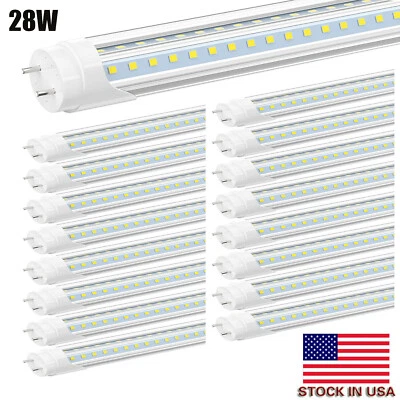 25 Piezas T8 4FT LED Tienda Luz 28W G13 Bi-Pin 4 pies LED Tubo Bombilla Forma V 6500K Foto 1 de 4