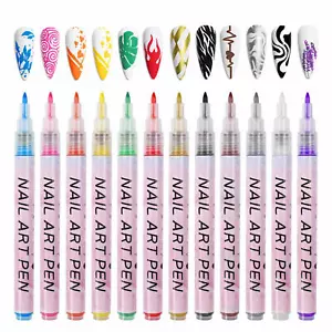Nail Polish Pens Set Quick Dry Nail Point Graffiti Dotting Pen, Set of 12 Color - Picture 1 of 12