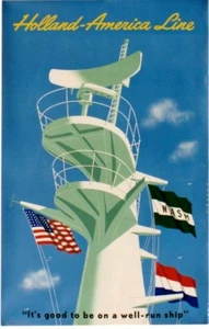 Poster originale d'epoca HOLLAND-AMERICA LINE STEAMER c.1960 - Foto 1 di 1