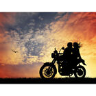 Photograph Composition Sunset Motorbike Lovers Silhouette Canvas Art Print