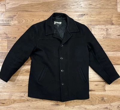 Schott Charcoal Black Wool Pea Car Coat Men’s M Made In Canada - Image 1 of 4