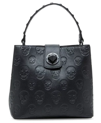 Bolso Bucket Betsey Johnson Skull Boss Negro Negro Foto 1 de 4