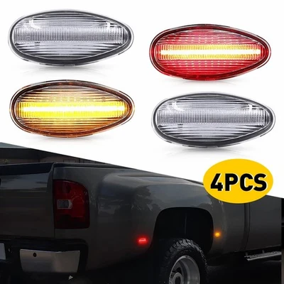 Luces LED laterales 4X para GMC Sierra Chevy Silverado 2500HD 3500HD 2001-2014 Foto 1 de 4