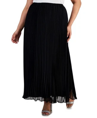 Alex Evenings Plus Size Pleated Pull-on Maxi Skirt - Black, sz 2X - Image 1 of 4
