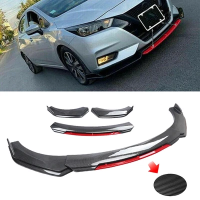 Carbon Fiber Red Front+Bumper Lip Spoiler+Splitter Kits For Nissan Sentra Foto 1 de 4