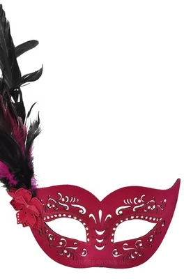 Brand New Venetian Feathered Divinity Masquerade Mask (Hot Pink) - Image 1 of 2