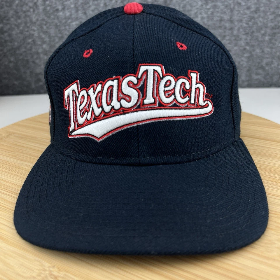 Vintage 1990's Texas Tech Red Raiders Hat Cap Fitted 7 1/2 Black Zephyr Graf-X - Image 1 of 4