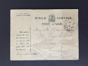 T GB 1918 FIELD SERVICE POSTCARD WITH FIELD POST OFFICE H.4 PMK TO MANCHESTER - Picture 1 of 2
