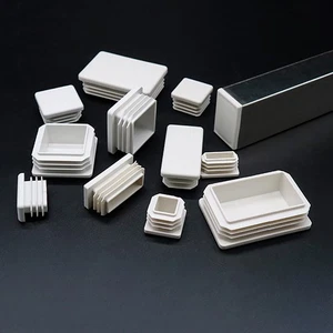 White Rectangular Plastic Ribbed End Caps & Plugs,Blanking Inserts Various sizes - Picture 1 of 22