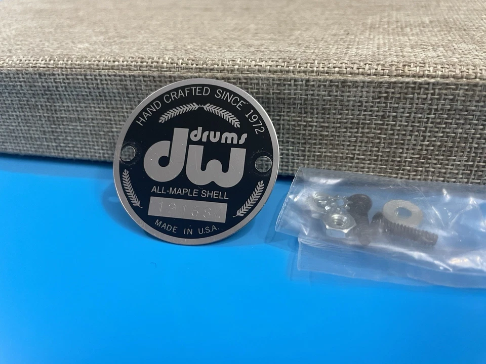 DW Collectors Series 90’s Snare Drum Bass Drum Floor Tom Badge Silver Black - Image 1 of 3