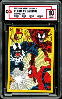 2021 Panini Marvel Versus #29 ~ Spider-Man Venom vs Carnage ~ CG 10 GEM - Image 1 of 2