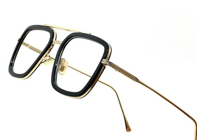 Gafas de sol para hombre elegantes rectangulares doradas de diseñador moda Tony Edith rapero Foto 1 de 4