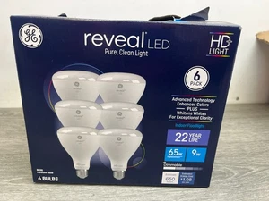 GE Reveal 6-Pack 65 W Equivalent Dimmable BR30 LED Light Bulbs - NEW/OPEN BOX - Picture 1 of 2