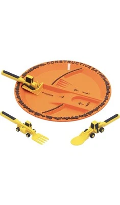 Juego de platos y utensilios de comida constructivos - Hecho en EE. UU. - Vajilla para niños pequeños Foto 1 de 4