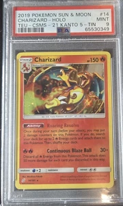 2019 Pokemon S&M Team Up Charizard-Holo #14 Teu-Csms-'21 Kanto 5-Tin PSA 9 - Picture 1 of 2