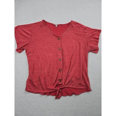 Top tejido rojo inferior con botones de ajuste relajado vintage resistente a la intemperie talla L Foto 1 de 4