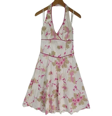 NWT Rampage Pink & White Floral Halter Neck Dress Vintage Y2K  Juniors Size 9 - Image 1 of 4