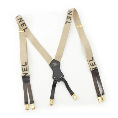 CHANEL CC Tirantes Beige Negro Dorado Lona Cuero De Colección AUTÉNTICO Foto 1 de 4