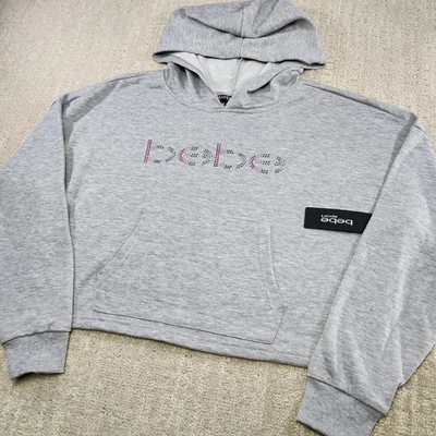 Bebe Sport Sudadera con Capucha Mujer Grande Recortada Sudadera Gris Jaspeado Deslumbrante Y2K  Foto 1 de 4