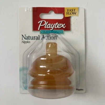 (1) Playtex Nurser System Natural Action 2 Latex Nipples Fast Flow Discontinued - Image 1 of 2