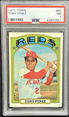 1972 年 Topps 棒球 Tony Perez PSA 7 - #80 - 红色 - 名人堂 — 第 1/2 张图片