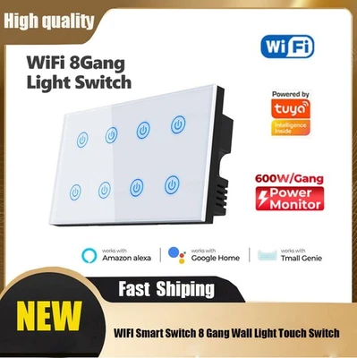 Tuya WIFI Smart Switch 8 Gang Wall Light Touch Switch for Alexa Google Home FS - Image 1 of 4