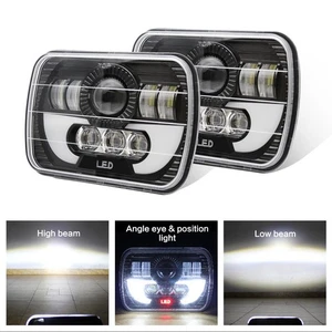 5x7 7x6 LED Headlight Hi/Lo Angel Eye For Jeep Wrangler YJ Cherokee XJ 1986-1995 - Picture 1 of 12
