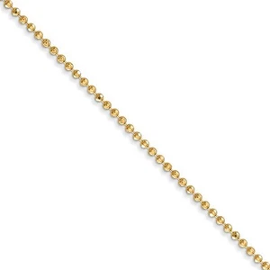 1.2mm, 14k Yellow Gold, Diamond Cut Hollow Bead Chain Necklace - Picture 1 of 52