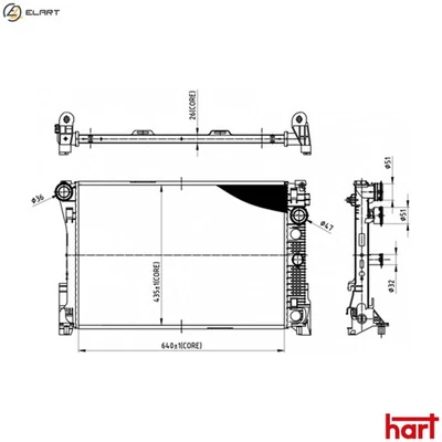 RADIATOR ENGINE COOLING 612 347 FOR MERCEDES-BENZ OM646.811/812 2.1L 4cyl 2.5L - Image 1 of 4