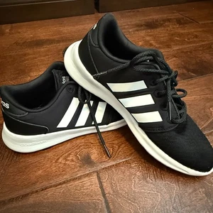 Adidas Shoes Womens 6 Cloudfoam QT Racer Sneakers Black Lace Up Low Top DB0275 - Picture 1 of 7
