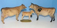 Vtg Jersey Cow Calf Bull Figurines Set 3 North Light England Dairy Cattle Statue