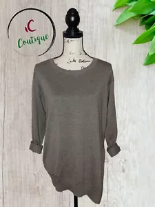 All Saints Grey High Low Hem Slit Side Long Sleeve Sweater Silk Cotton Sz Small - Picture 1 of 7