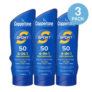 Loción protectora solar deportiva Coppertone FPS 50 7 oz paquete de 3 caducidad 02/2026 nueva - Imagen 1 de 1