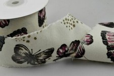 🦋 Natural Cream Butterfly Burlap Ribbon with Frayed Edges 60mm