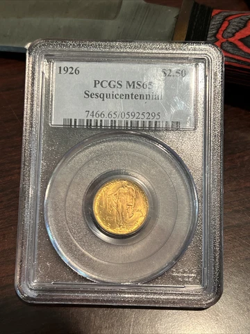 SESQUICENTENNIAL 1926 $2.50 Gold Commemorative PCGS MS65 old blue holder! Cover