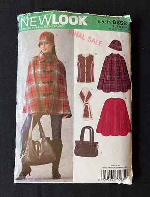 New Look 6658 Misses Cape, Vest, Scarf, Hat, Tote 2000's Pattern size 8-18 Cut - Image 1 of 2
