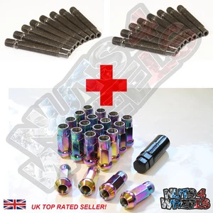 16 Wheel Stud Conversion kit GT50 Petrol Nuts 75mm (+10) long fit Fiat Punto Evo - Picture 1 of 3