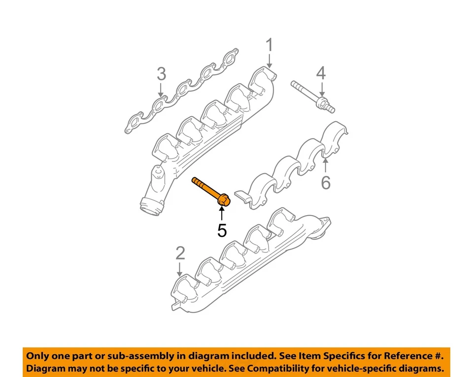 道奇 CHRYSLER 原始设备制造商 02-03 Ram 1500 5.9L 排气歧管-Manifold 螺栓 6036607AA — 第 1/2 张图片