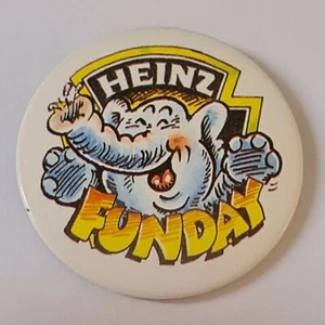 Heinz FunDay Elefant 1980er 2 1/4" Metall Pin Anstecker mit Metallrücken angelaufen - Bild 1 von 5