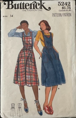 5242 BUTTERICK 1970s Sewing Pattern Misses Jumper Dress Size 14 Bust 36 - Image 1 of 2