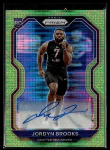 2020 PRIZM GREEN PULSAR ROOKIE AUTO JORDYN BROOKS SEAHAWKS - Picture 1 of 1