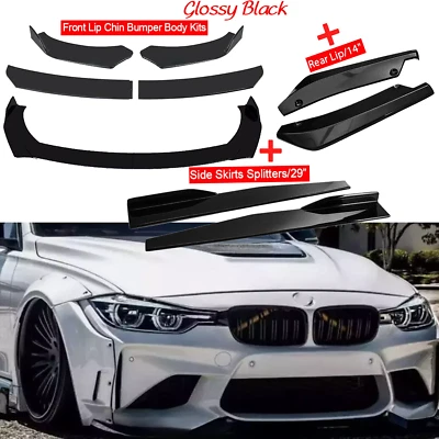 For BMW 530i Front Bumper Lip Spoiler Body Kit Side+Skirt Rear Foto 1 de 4