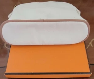 AUTH. HERMES BOLIDE MEDIUM IVORY TRAVEL CASE BAG POUCH COTTON/LEATHER H LOGO - Picture 1 of 12